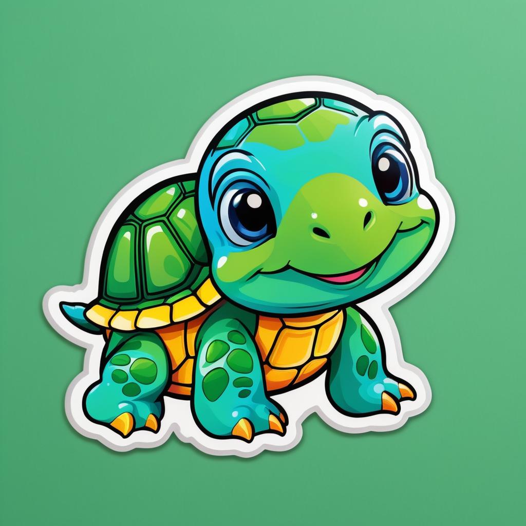 Vibrant Cartoon Turtle Sticker Design