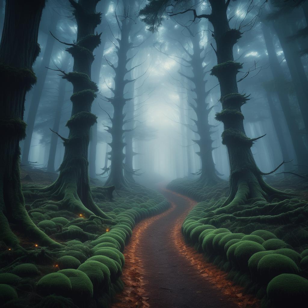 Enigmatic Forest with Glowing Mushrooms