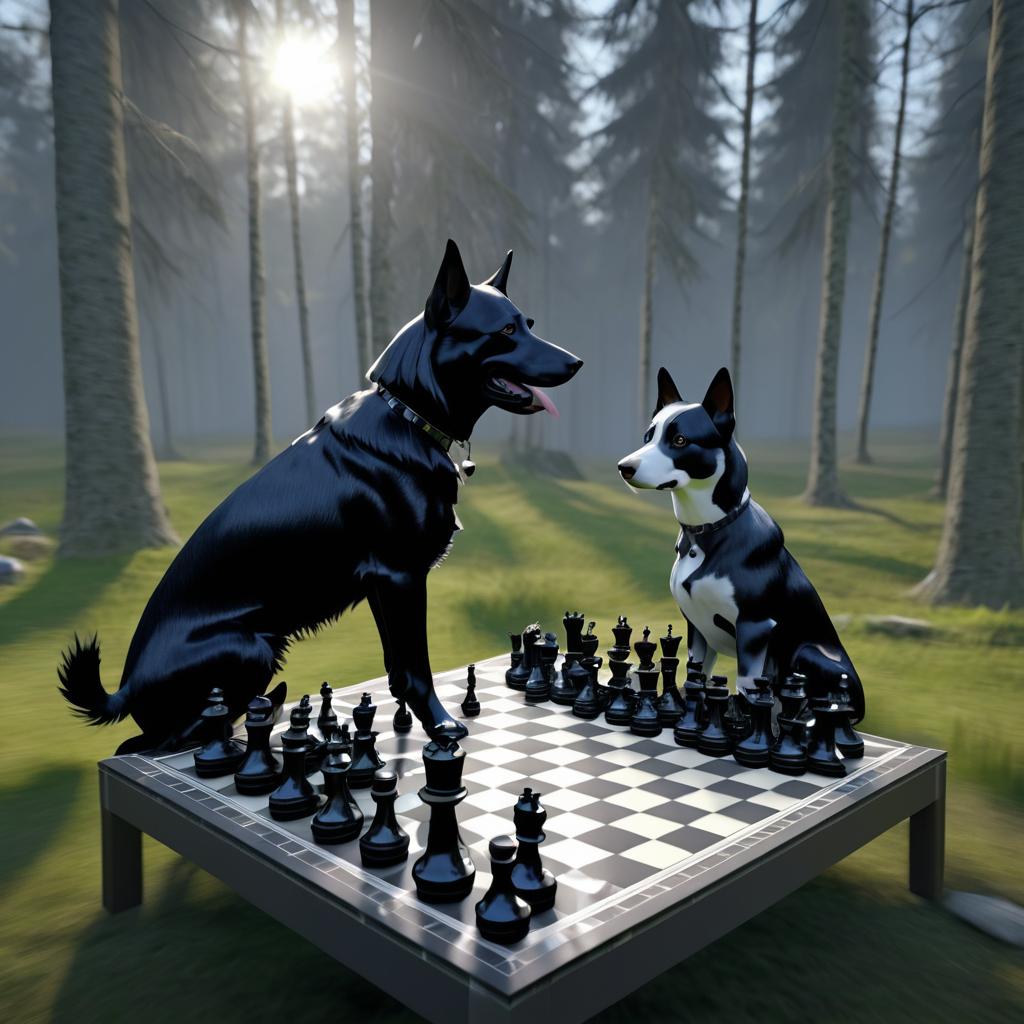 Surreal Dog Chess Game in 4K