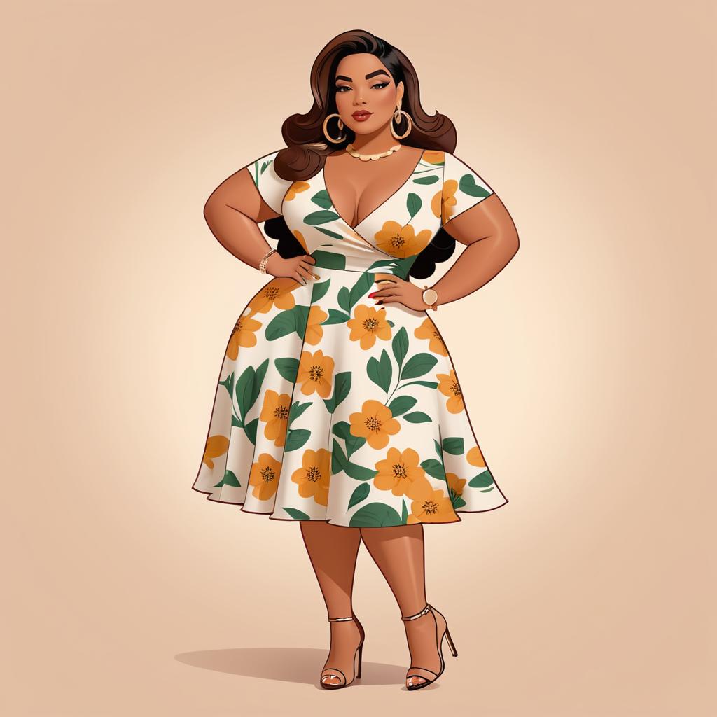 Stylish Curvy Latina Cartoon Character