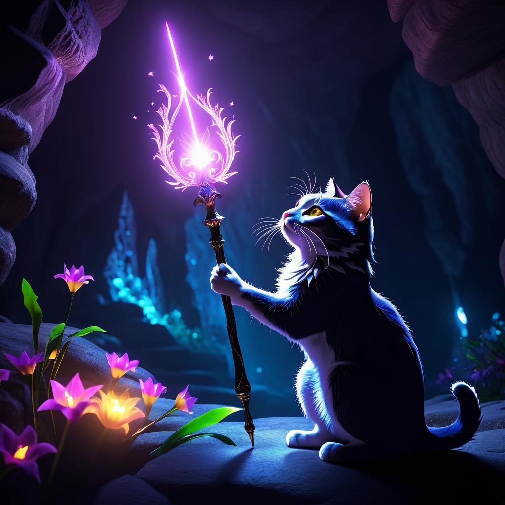 Enchanted Feline Battles Dark Force