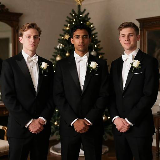 Elegant Tuxedos in a Festive Setting