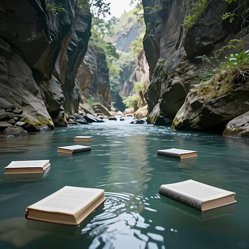 Floating Books on Luminous River