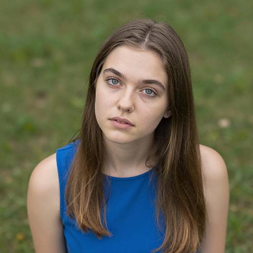 Young Woman with Blue Top Outdoors