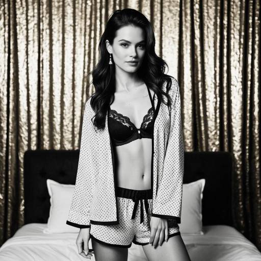 Elegant Woman in Lingerie Pajama Set
