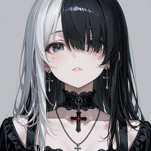 Goth Girl Portrait with Two-Tone Hair