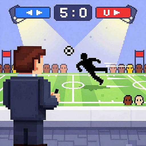Retro Pixel Football Broadcast Scene