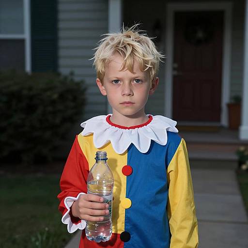 Serious Young Jester in Dim Light