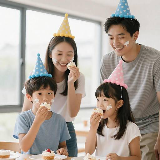 Joyful Celebration with Cake-Faced Friends