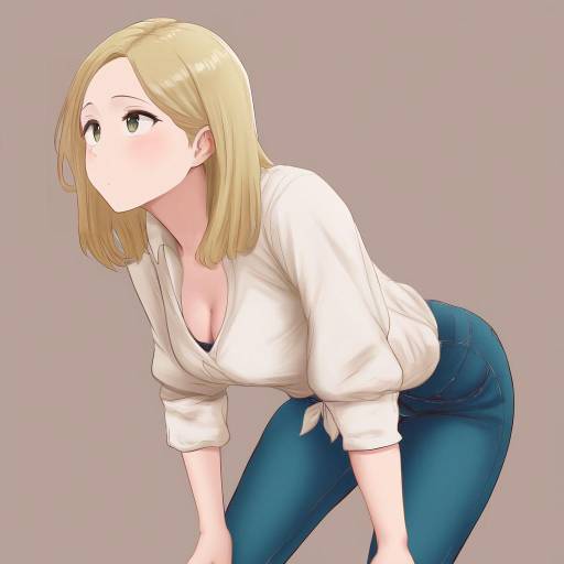 Artistic Blonde Woman Leaning Forward