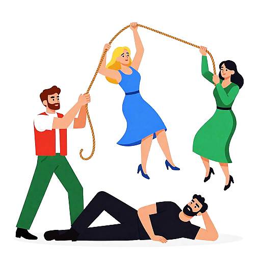 Dynamic Illustration of Four Adventurous Characters