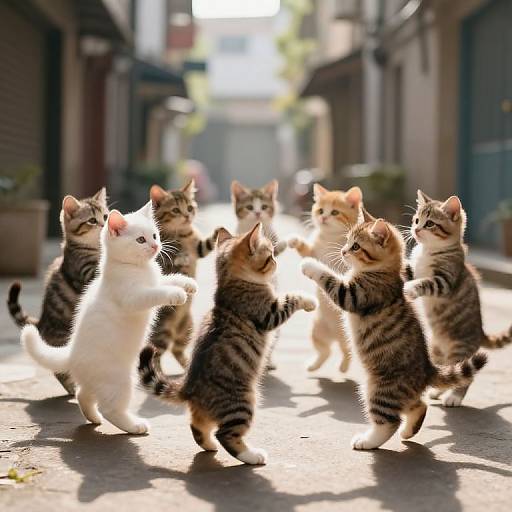 Whimsical Dancing Anthropomorphic Kittens