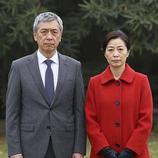 Middle-aged Asian Couple Outdoor Portrait