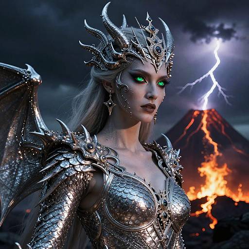 Fierce Dragon Queen in Volcanic Storm