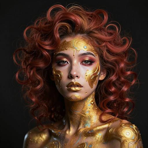 Surreal Gold and Crimson Biopunk Portrait