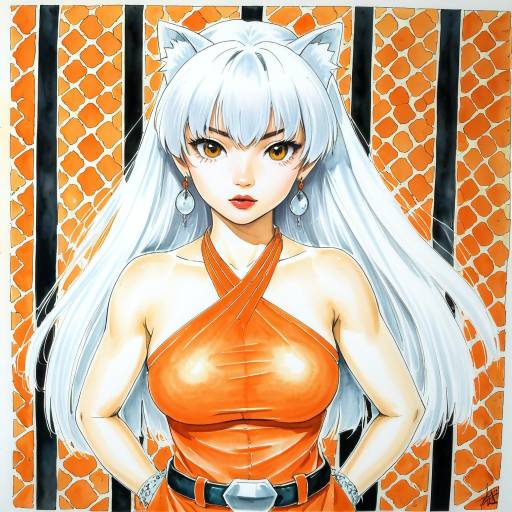 Elegant Inuyasha-Inspired Girl Portrait