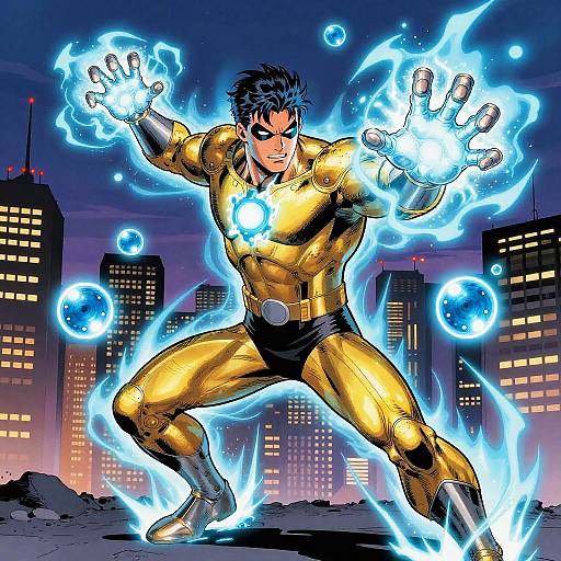 Hydrogen Energy Superhero Action Pose