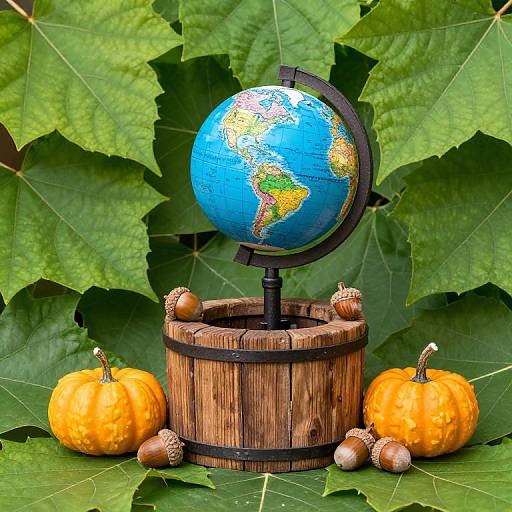 Rustic Wishing Well with Earth Globe
