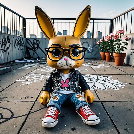 Urban Rooftop Bunny Figurine