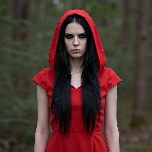 Mysterious Woman in Red Hood