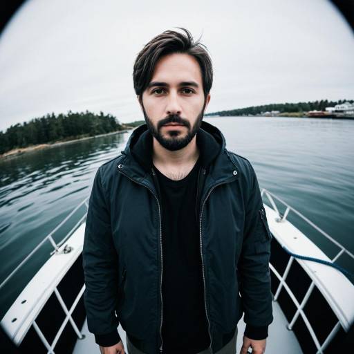 Man Standing on Boat Deck by Water