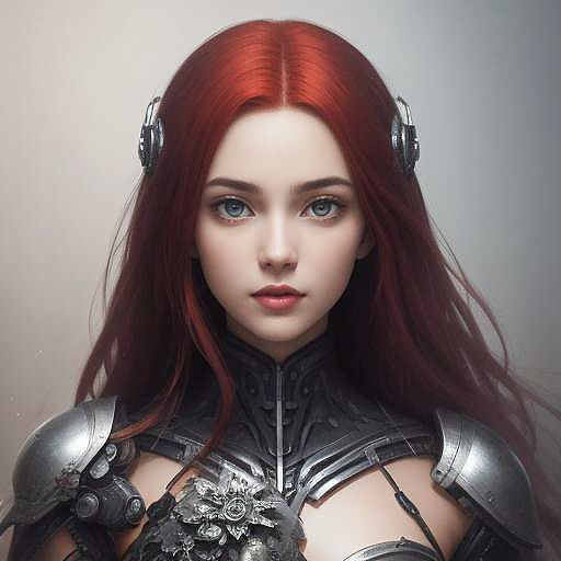 Majestic Cyborg Portrait with Red Hair
