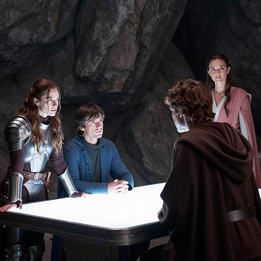 Star Wars Characters in Dim Cave Scene