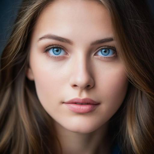 Close-Up Portrait of Young Woman with Blue Eyes