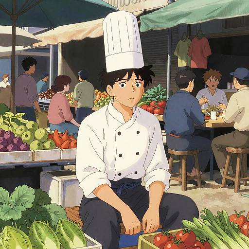 Nervous Apprentice Chef in Market