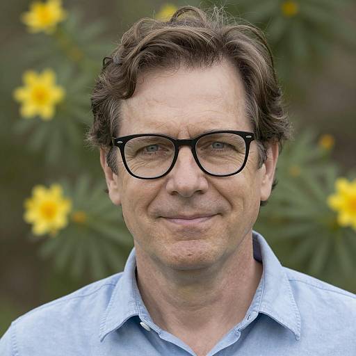 Middle-Aged Man with Blue Eyes and Glasses