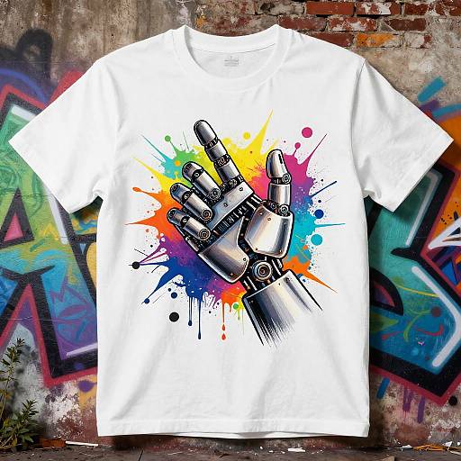 Robotic Hand Graffiti T-Shirt Design
