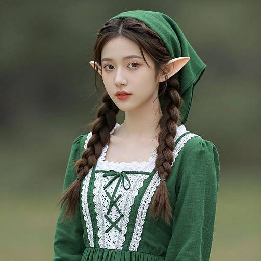 Braided Elf in Green Dress