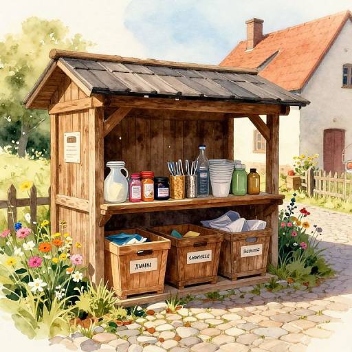 Rustic Village Recycling Station