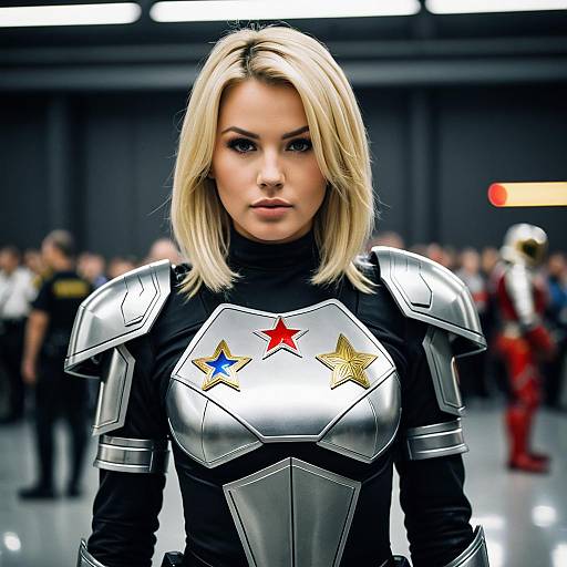 Blonde Woman in Space Sheriff Gavan Armor Cosplay