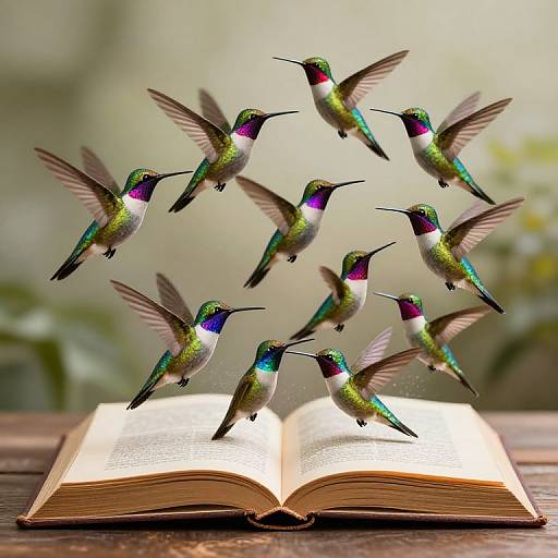 Kaleidoscopic Hummingbirds from Vintage Book