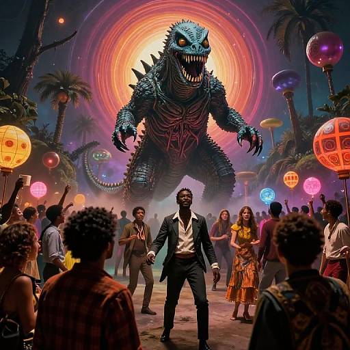 Psychedelic 1960s Kaiju Party