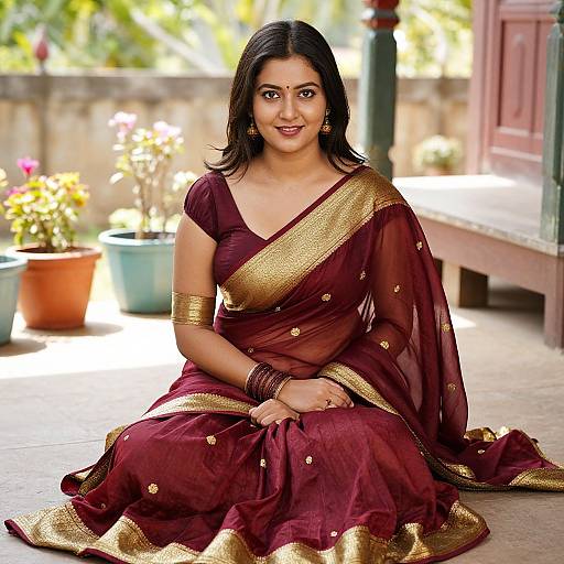 Young Gujarati Woman in Traditional Saree
