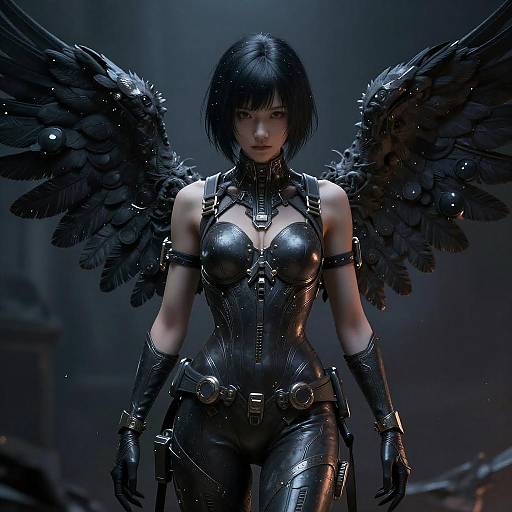 Cyberpunk Angel in Dark Realism