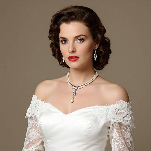 Elegant Vintage Woman in Satin Gown