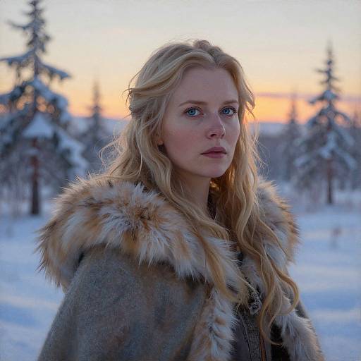 Nordic Woman in Arctic Sunset Portrait
