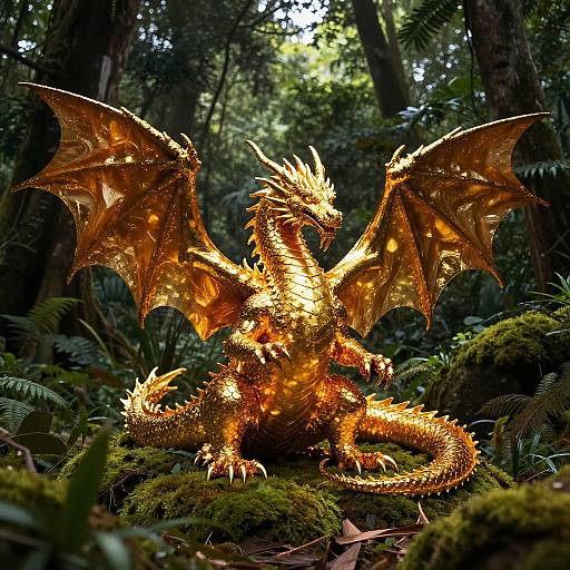 Majestic Molten Gold Dragon in Forest
