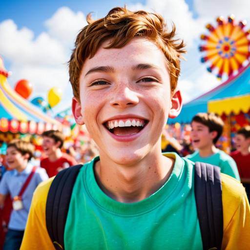 Joyful Teen at Vibrant Carnival Scene
