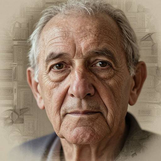 Double Exposure Elderly Wisdom Portrait