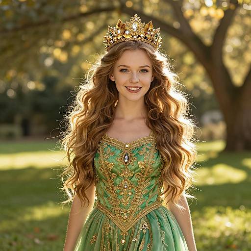 Regal Woman in Sunlit Garden