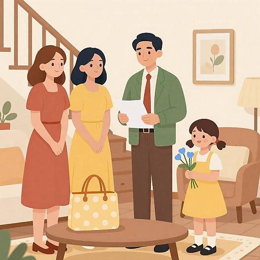 Cheerful Family Gathering in Living Room