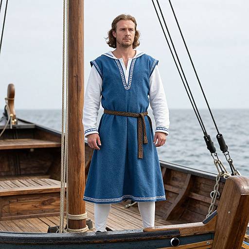 Medieval Sailor in Blue and White