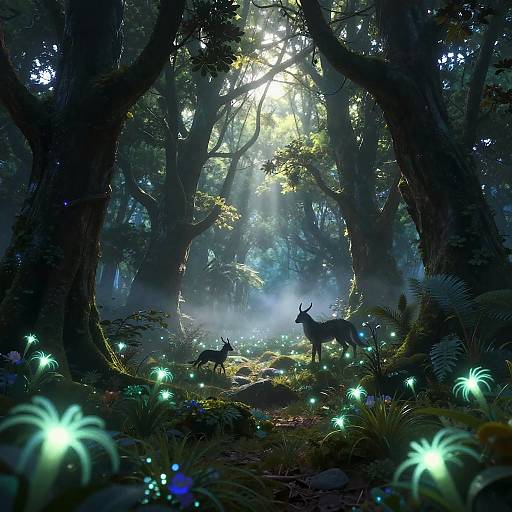 Serene Bioluminescent Fantasy Forest
