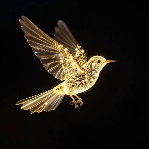 Glowing Ethereal Bird in Night