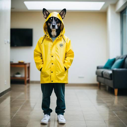Cozy Canine in a Yellow Raincoat