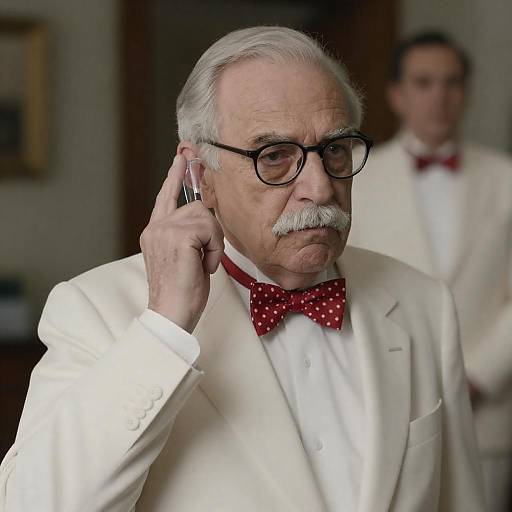 Older Gentleman with Glass to Ear